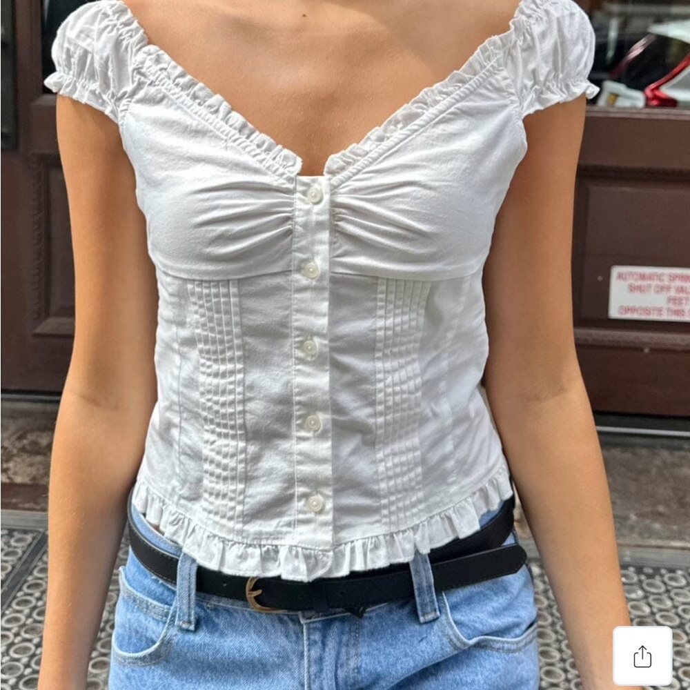 White Ruffled Women's Top